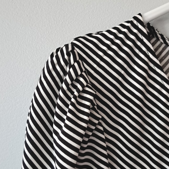 NWOT Black and White Striped Blouse - Picture 5 of 9